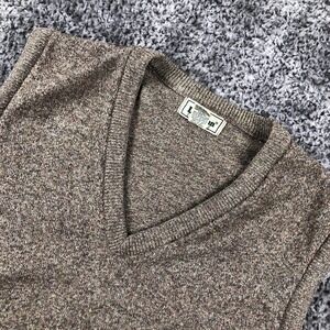 L.L. Bean Sweater Vest Mens Large Brown Lambswool Knit V-Neck Scotland Wool